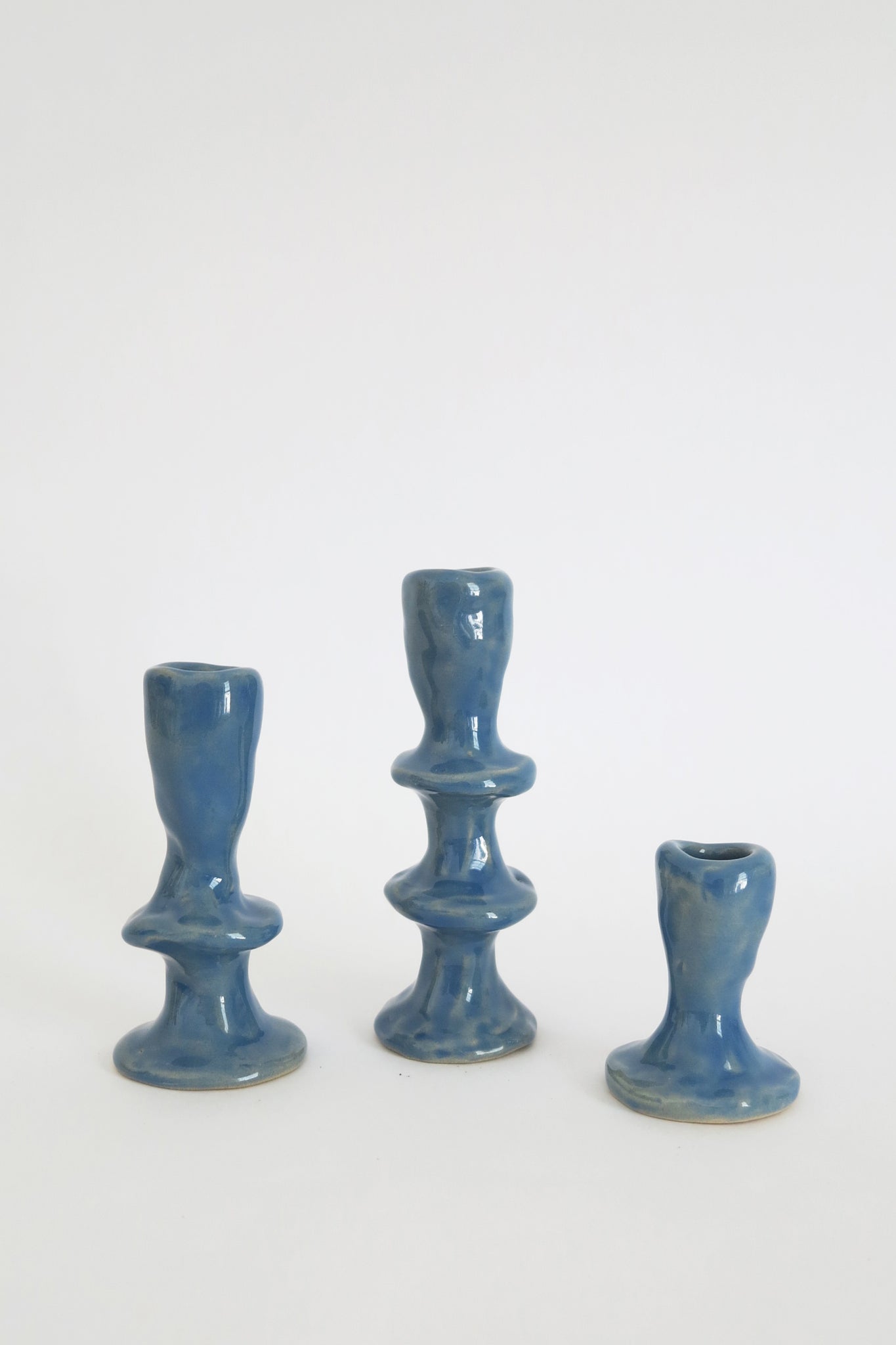 Sheer Blue Candle Holders